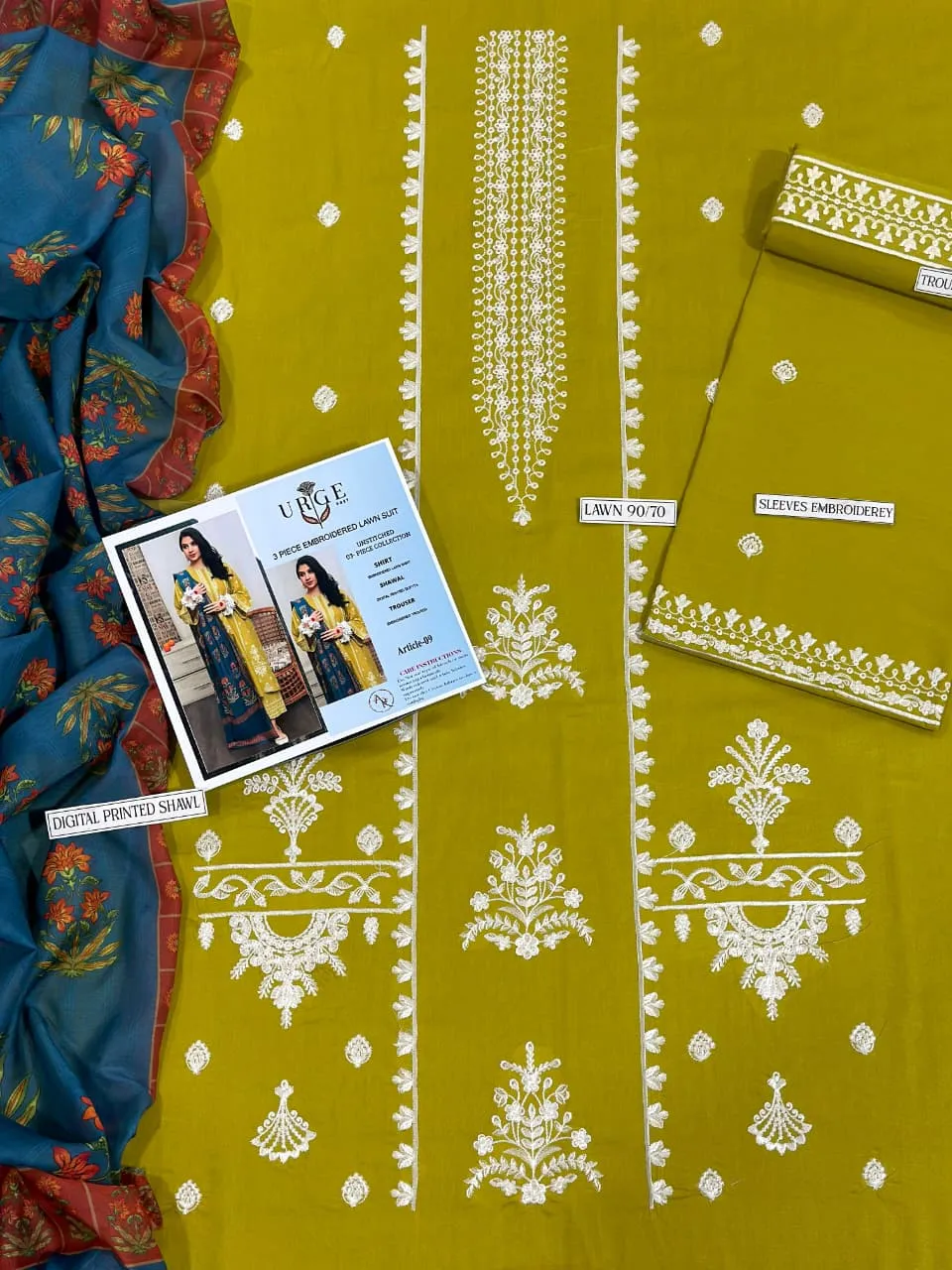 MIX TRENDING DESIGNS 3 Pcs Unstitched Embroidered Suit