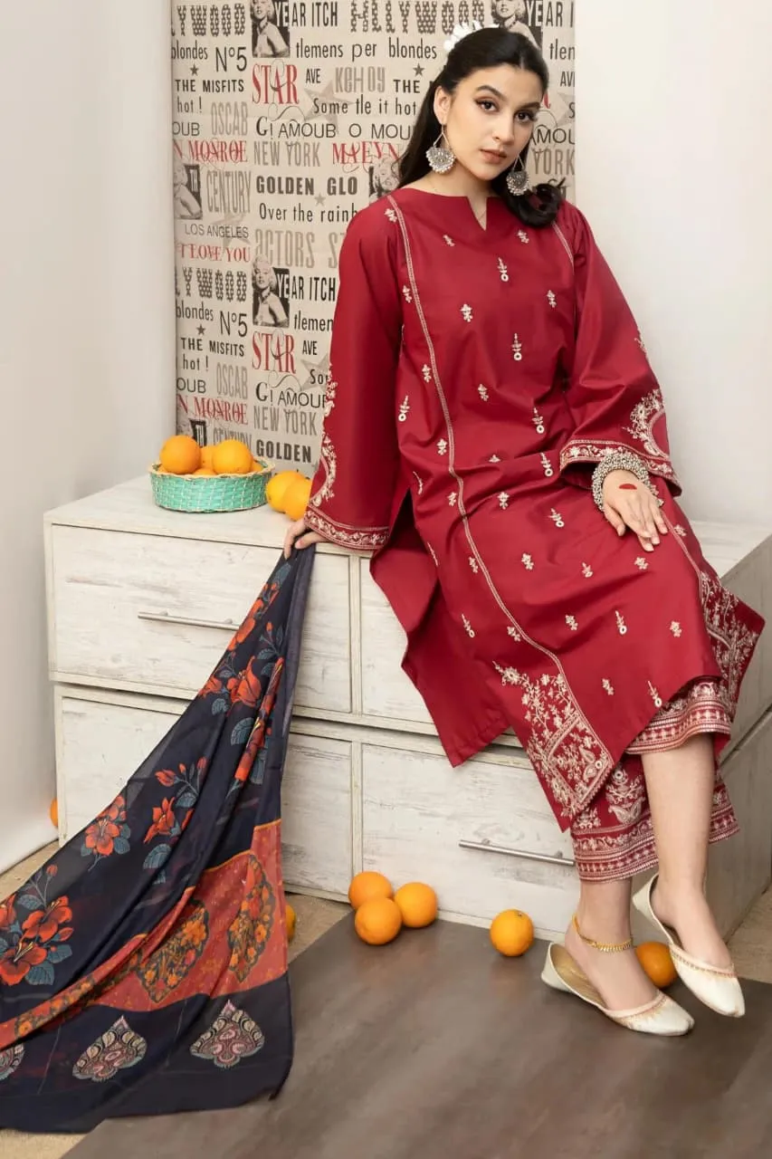 MIX TRENDING DESIGNS 3 Pcs Unstitched Embroidered Suit