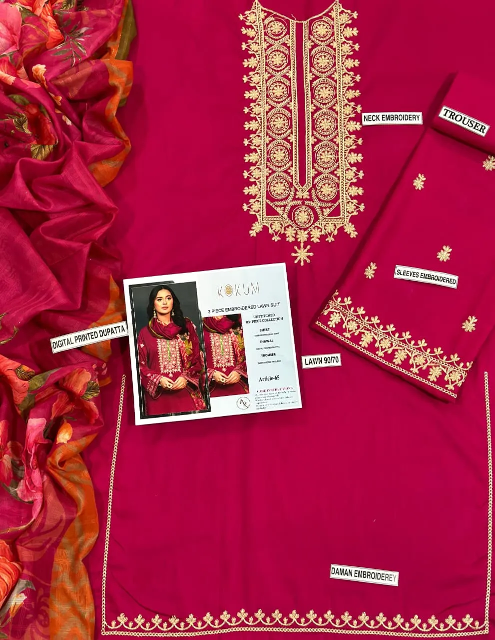 MIX TRENDING DESIGNS 3 Pcs Unstitched Embroidered Suit