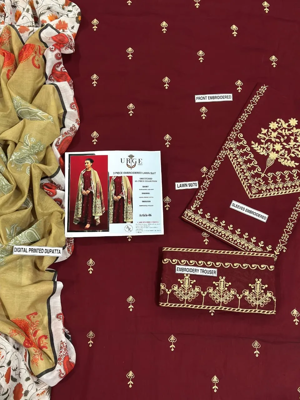 MIX TRENDING DESIGNS 3 Pcs Unstitched Embroidered Suit