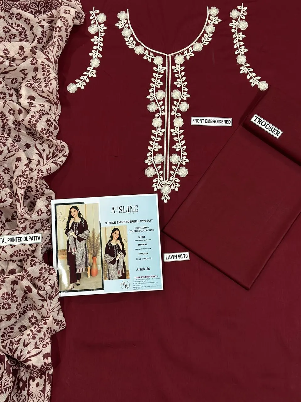 MIX TRENDING DESIGNS 3 Pcs Unstitched Embroidered Suit