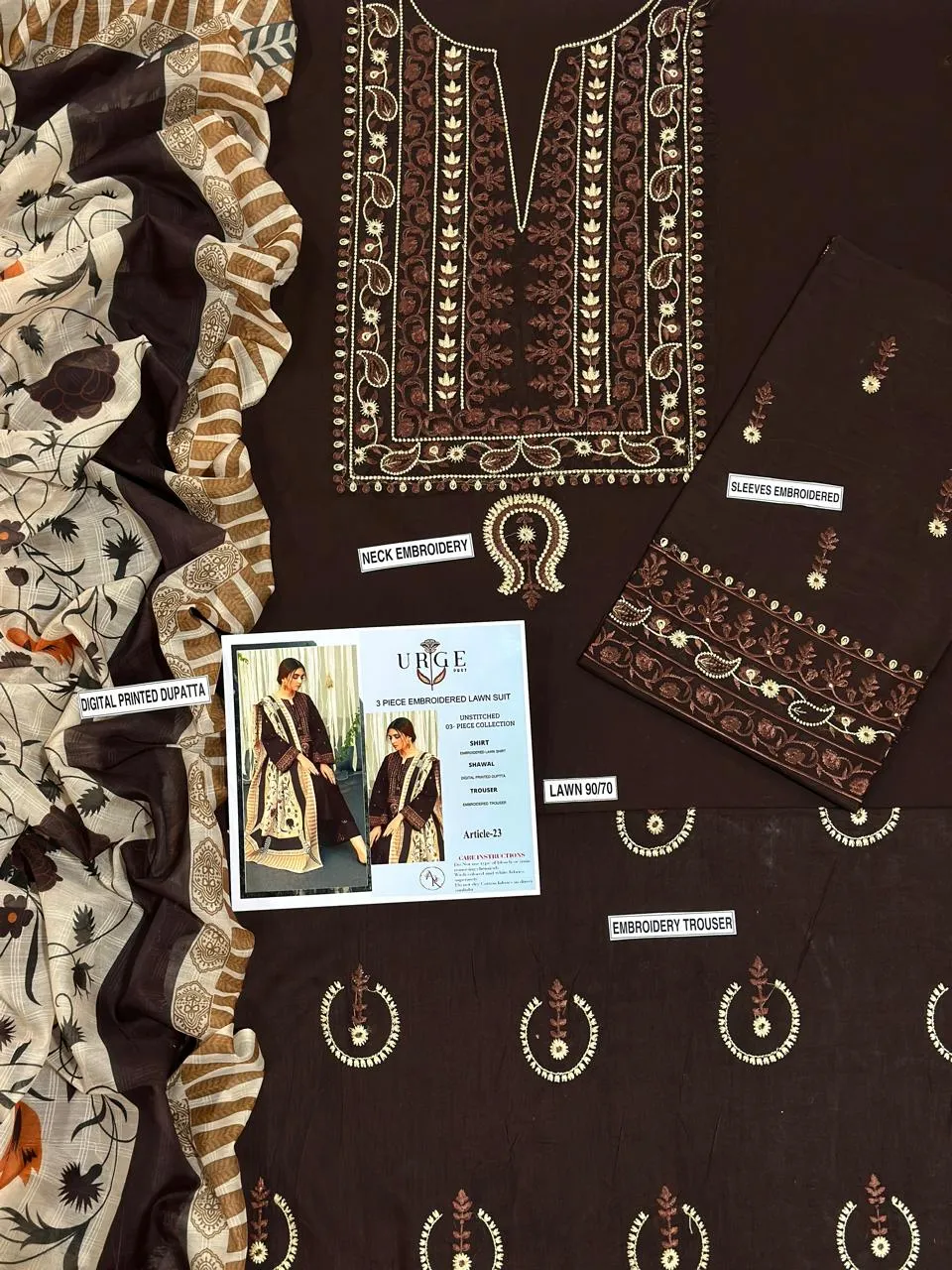 MIX TRENDING DESIGNS 3 Pcs Unstitched Embroidered Suit