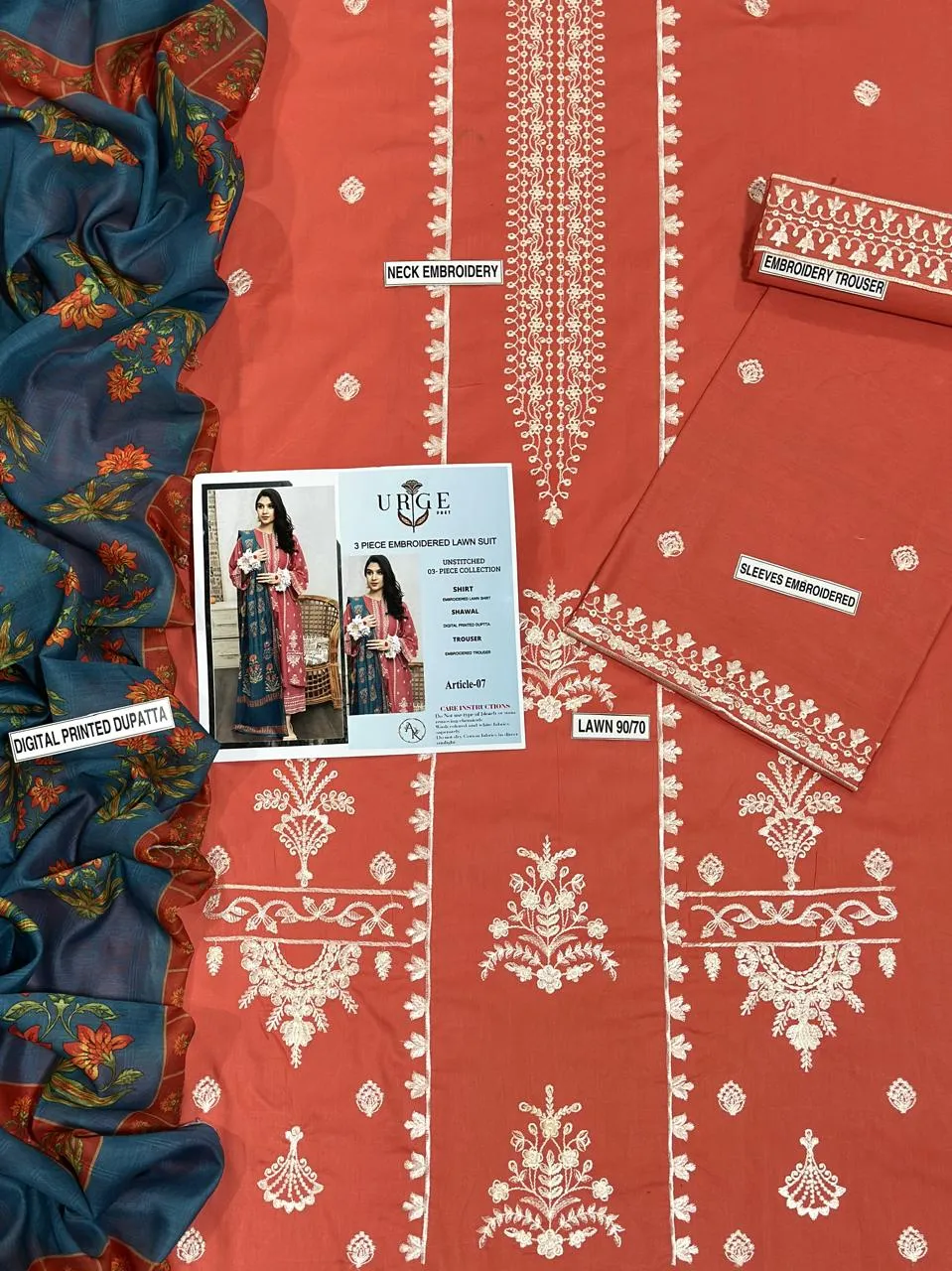MIX TRENDING DESIGNS 3 Pcs Unstitched Embroidered Suit