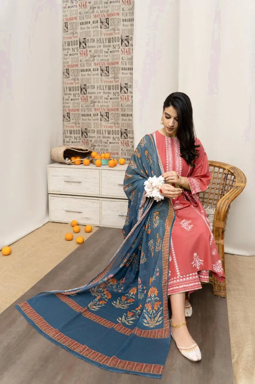 MIX TRENDING DESIGNS 3 Pcs Unstitched Embroidered Suit