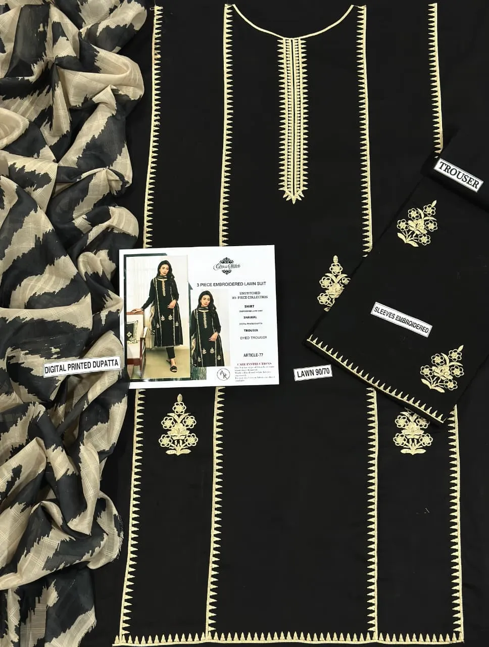 MIX TRENDING DESIGNS 3 Pcs Unstitched Embroidered Suit