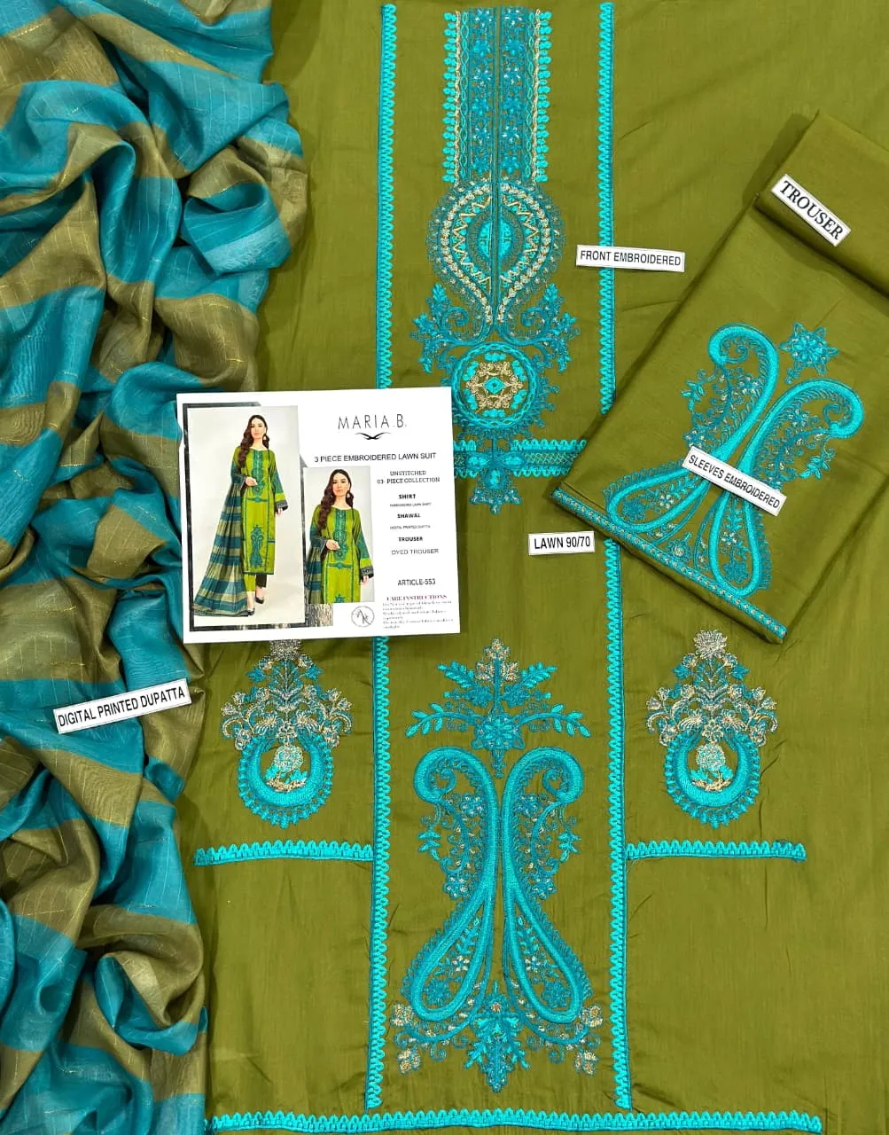 MIX TRENDING DESIGNS 3 Pcs Unstitched Embroidered Suit