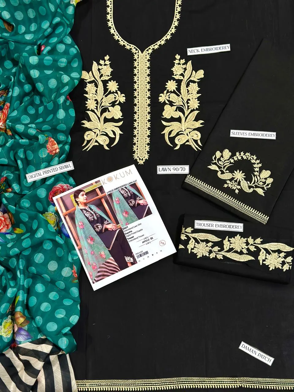 MIX TRENDING DESIGNS 3 Pcs Unstitched Embroidered Suit