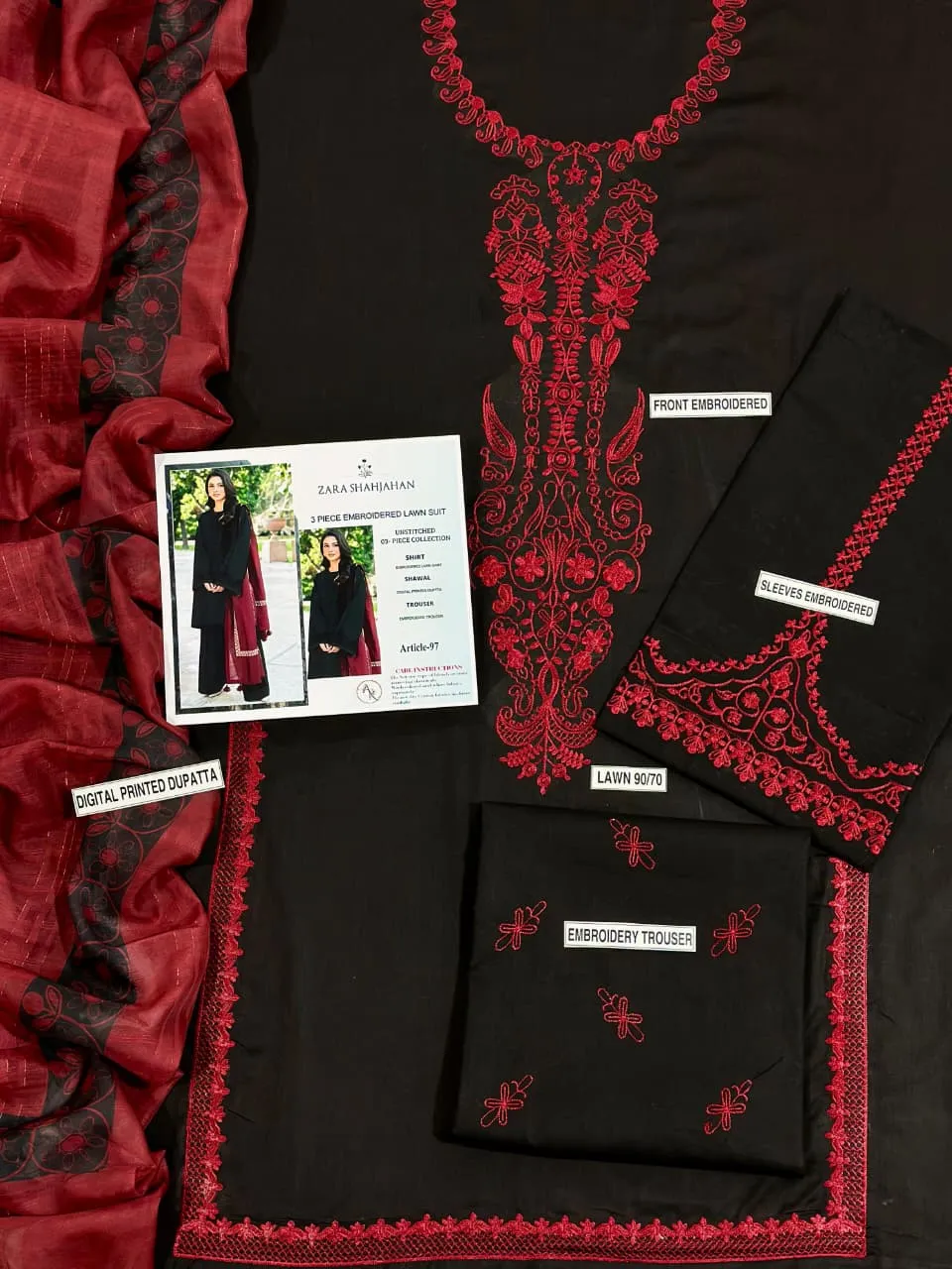 MIX TRENDING DESIGNS 3 Pcs Unstitched Embroidered Suit
