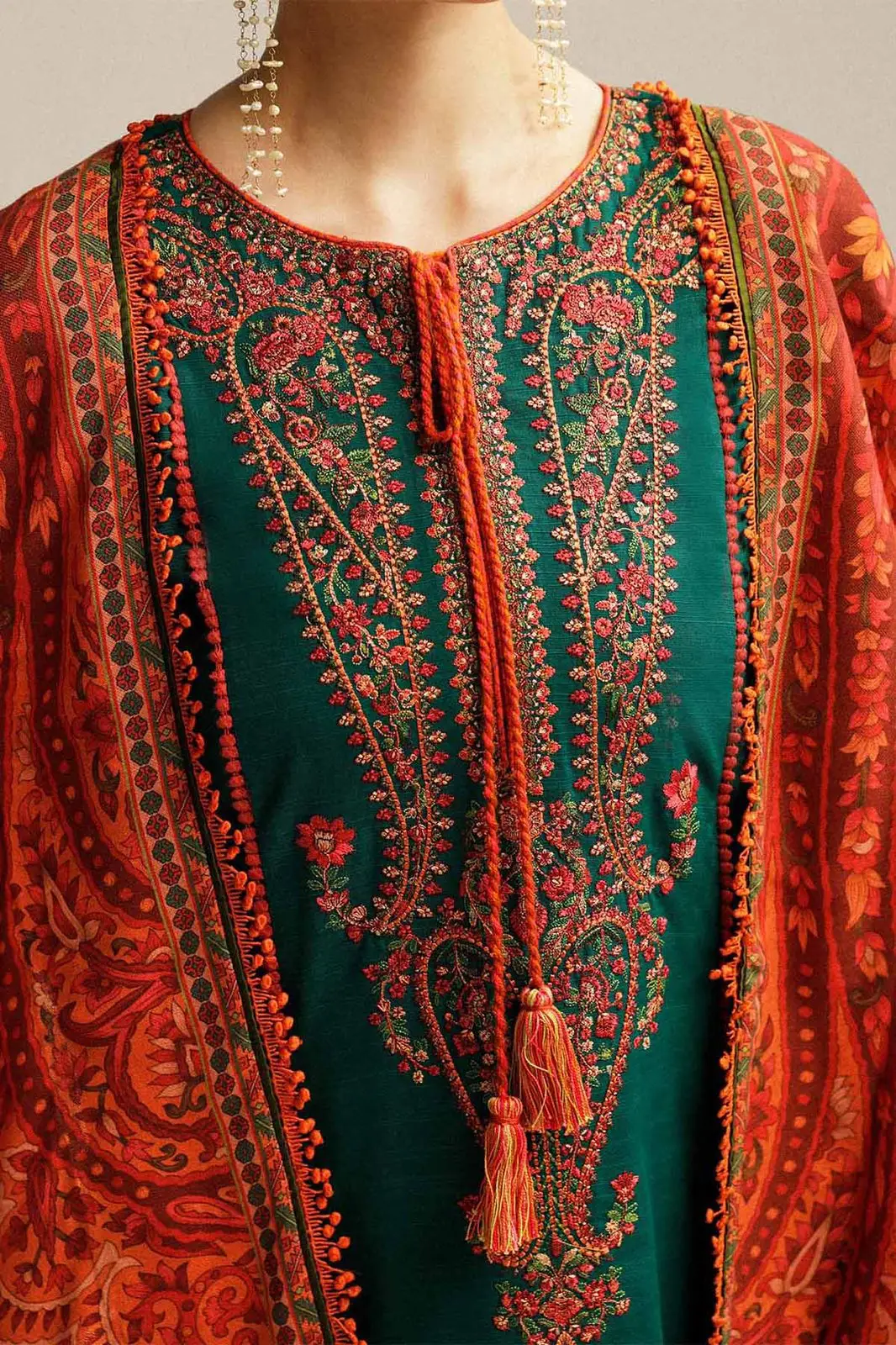HUSSAIN REHAR 3 Pcs Unstitched Embroidered Suit