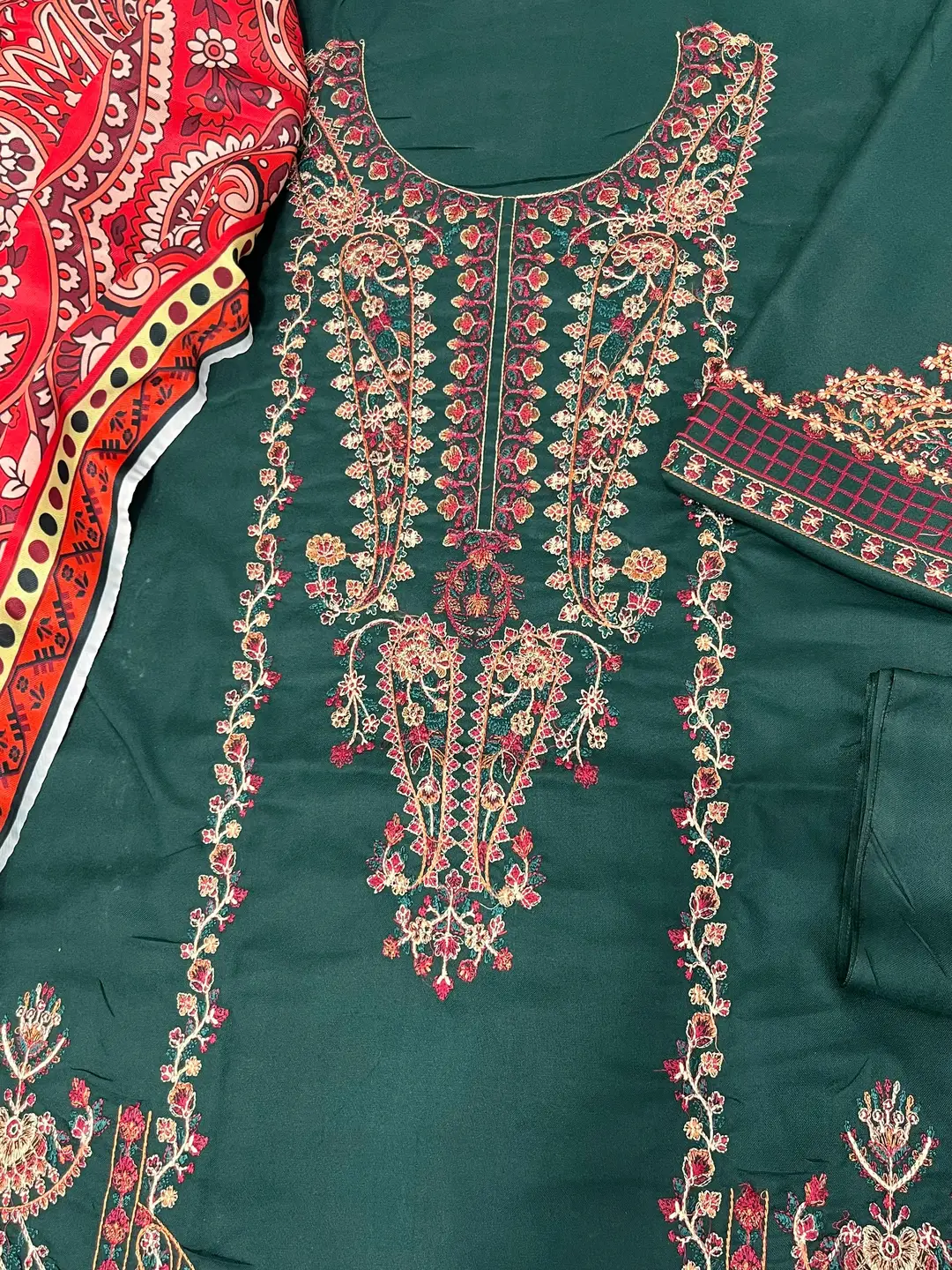 HUSSAIN REHAR 3 Pcs Unstitched Embroidered Suit