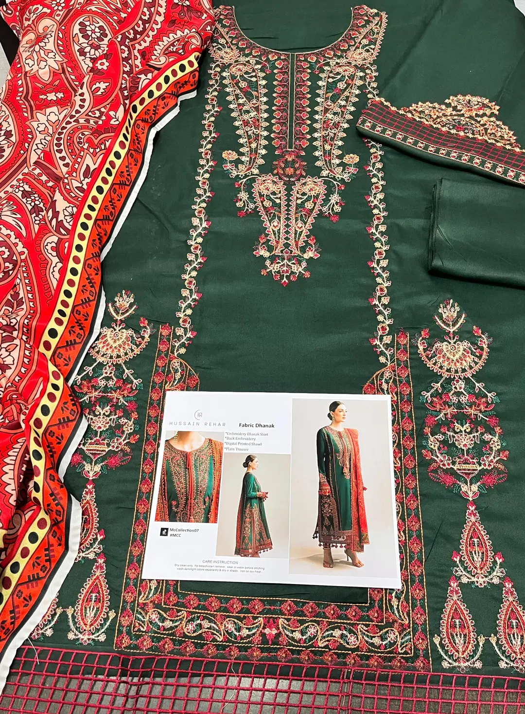 HUSSAIN REHAR 3 Pcs Unstitched Embroidered Suit