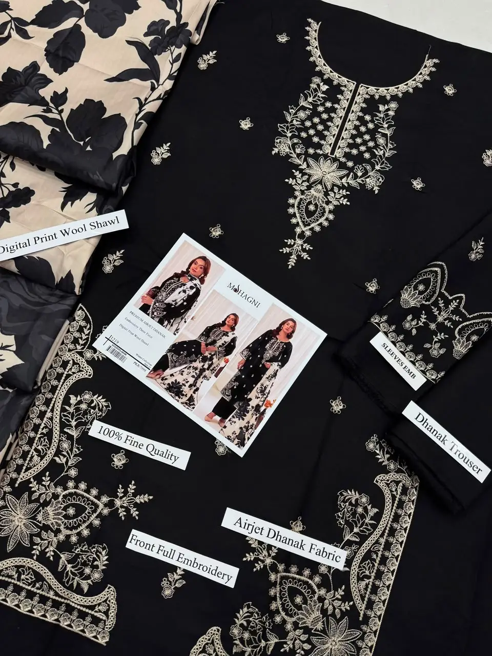 HIT ARTICLES MIX BRAND 3 Pcs Unstitched Embroidered Suit