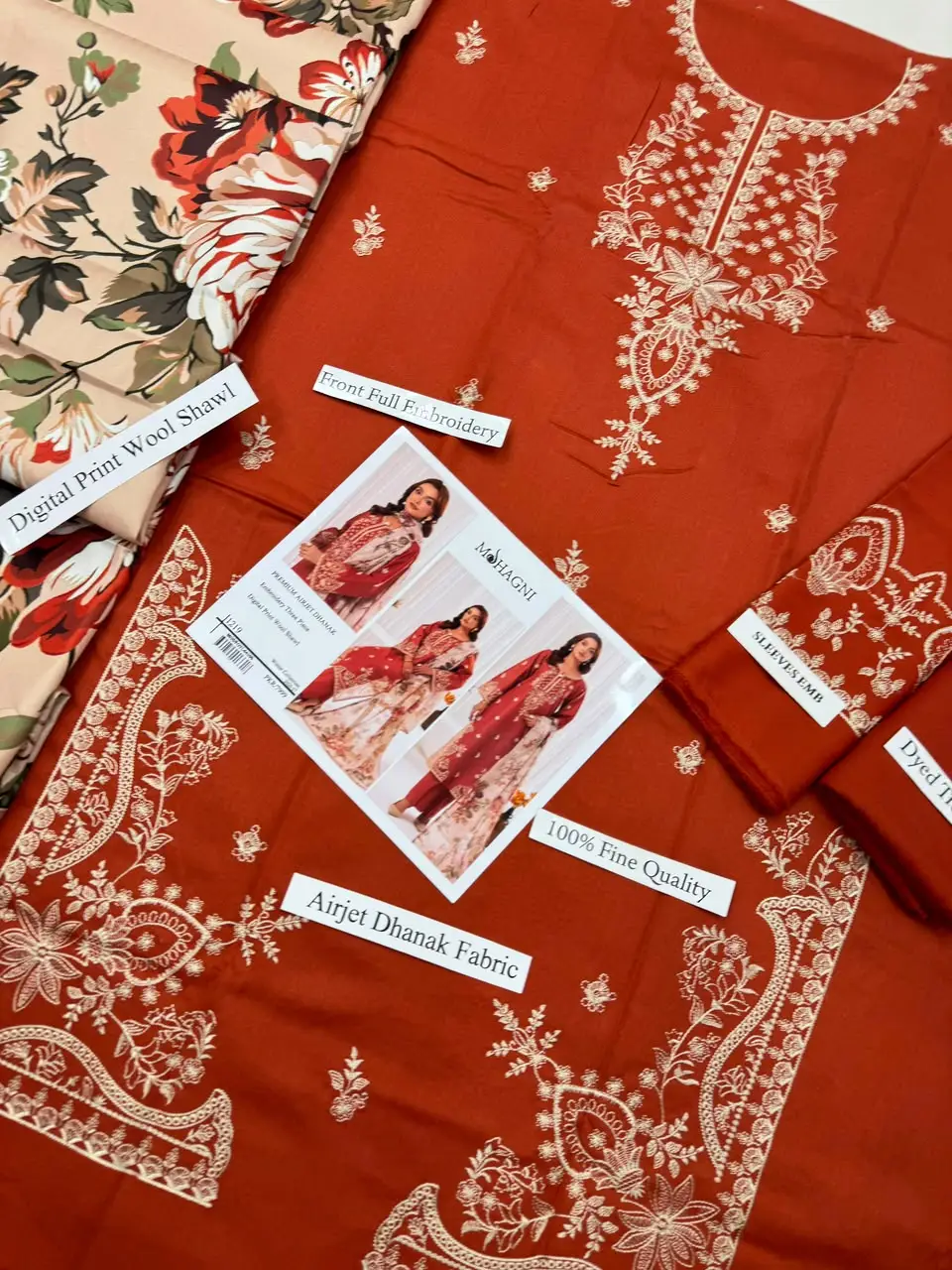 HIT ARTICLES MIX BRAND 3 Pcs Unstitched Embroidered Suit