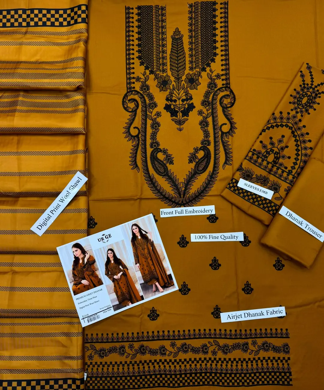 HIT ARTICLES MIX BRAND 3 Pcs Unstitched Embroidered Suit