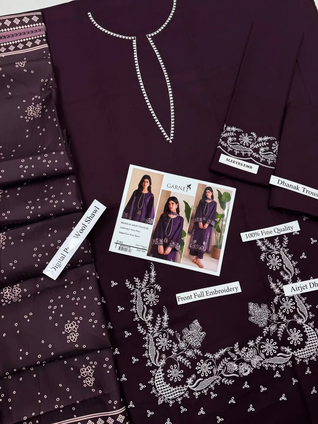 HIT ARTICLES MIX BRAND 3 Pcs Unstitched Embroidered Suit