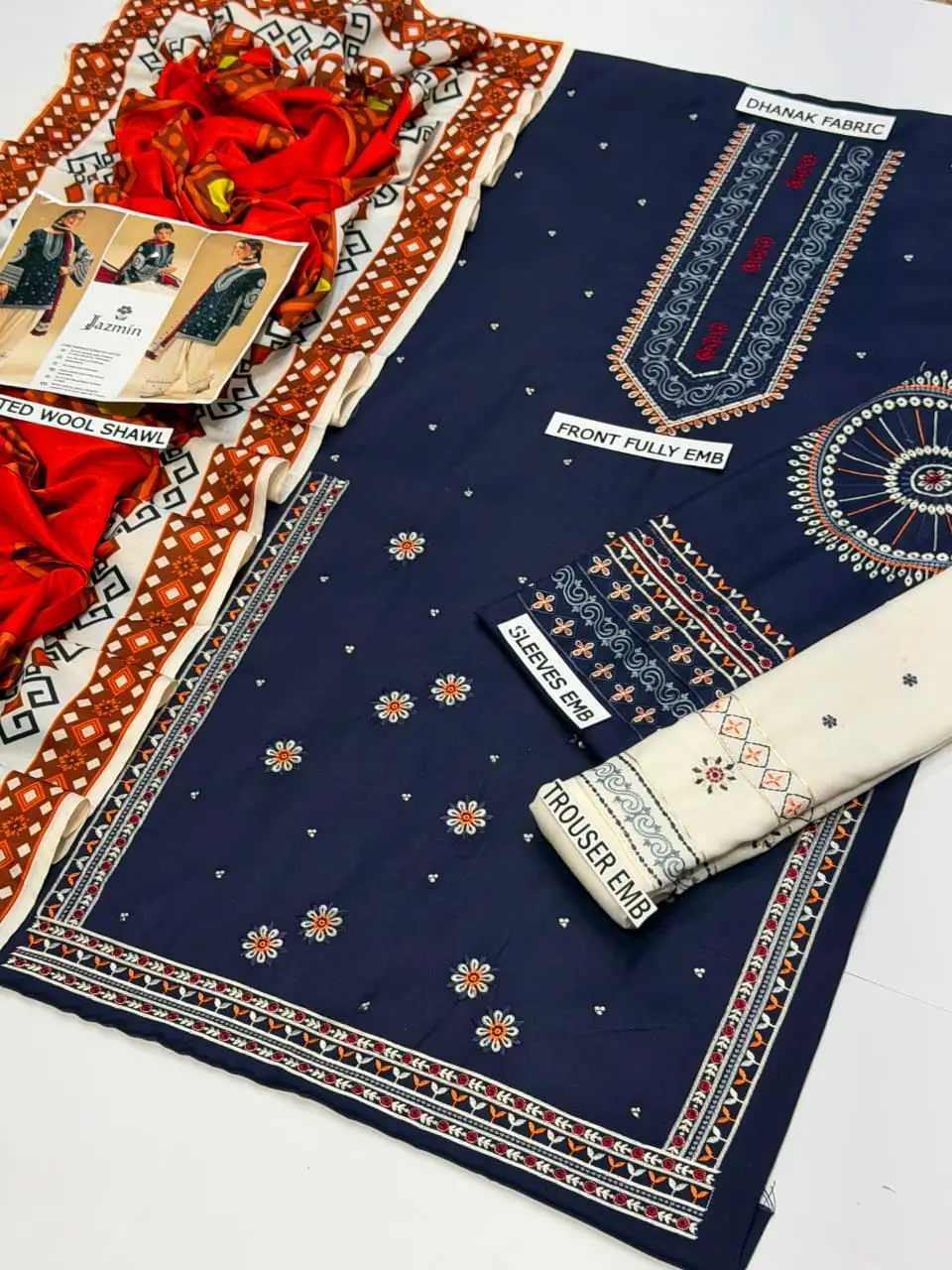 HIT ARTICLES MIX BRAND 3 Pcs Unstitched Embroidered Suit