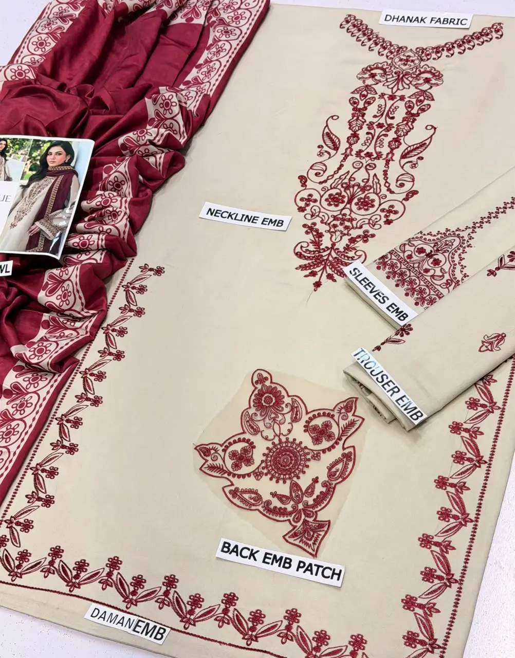 HIT ARTICLES MIX BRAND 3 Pcs Unstitched Embroidered Suit