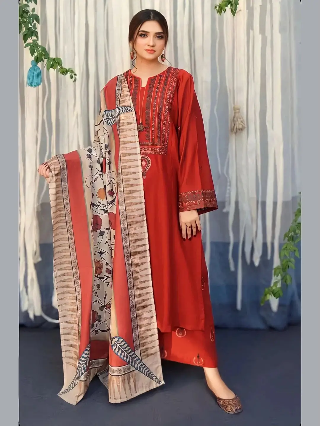 ASLING 3 Pcs Unstitched Embroidered Suit