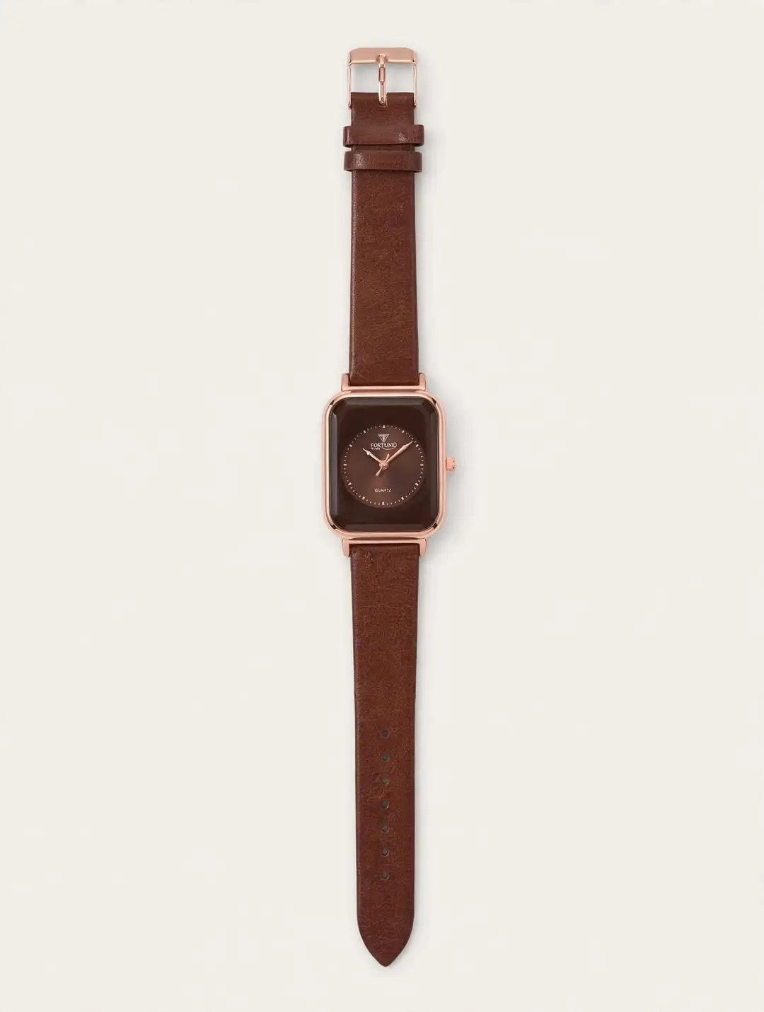 Fortune Time Elegant Square Leather Strap Watch For Women