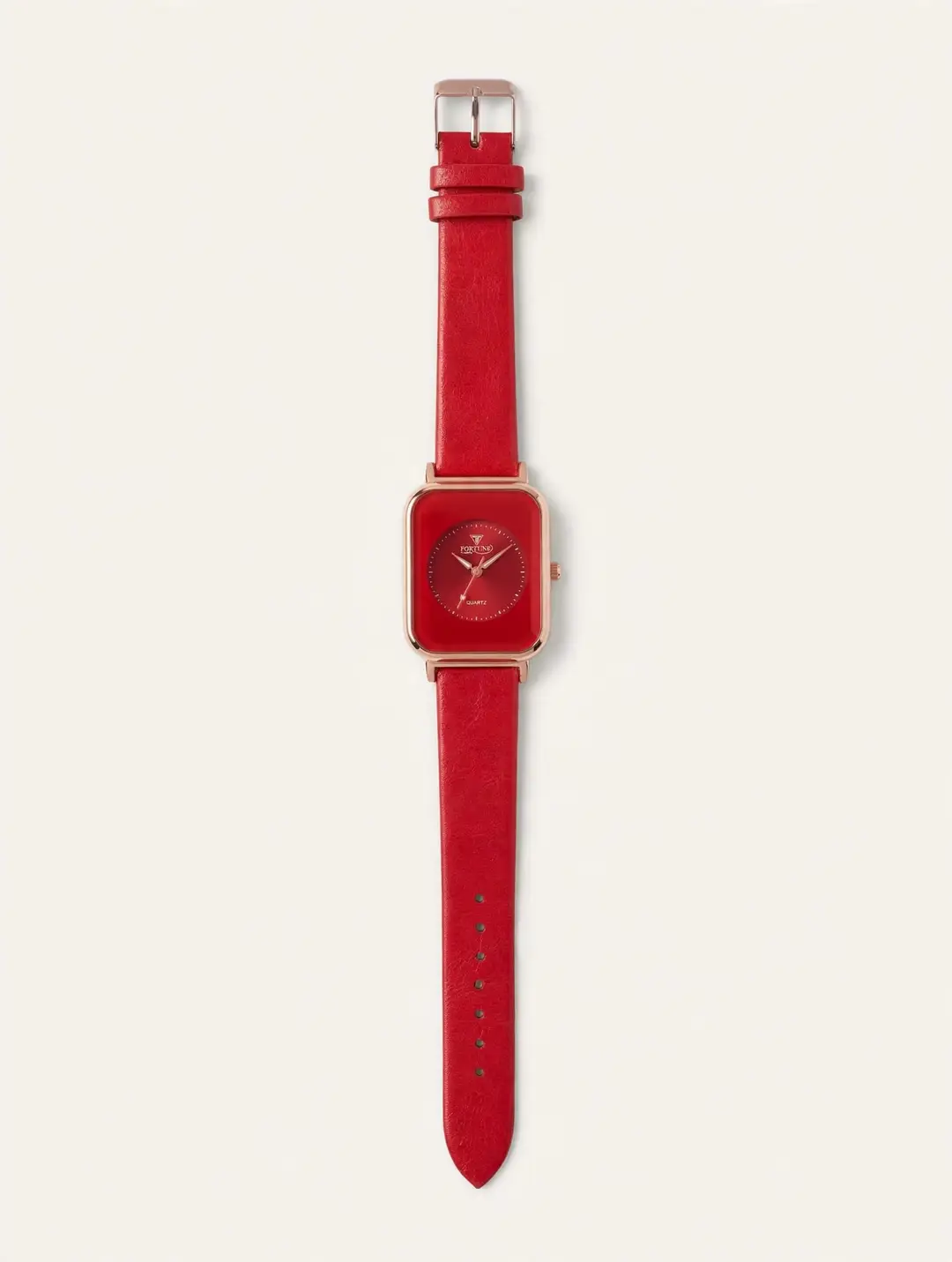 Fortune Time Elegant Square Leather Strap Watch For Women