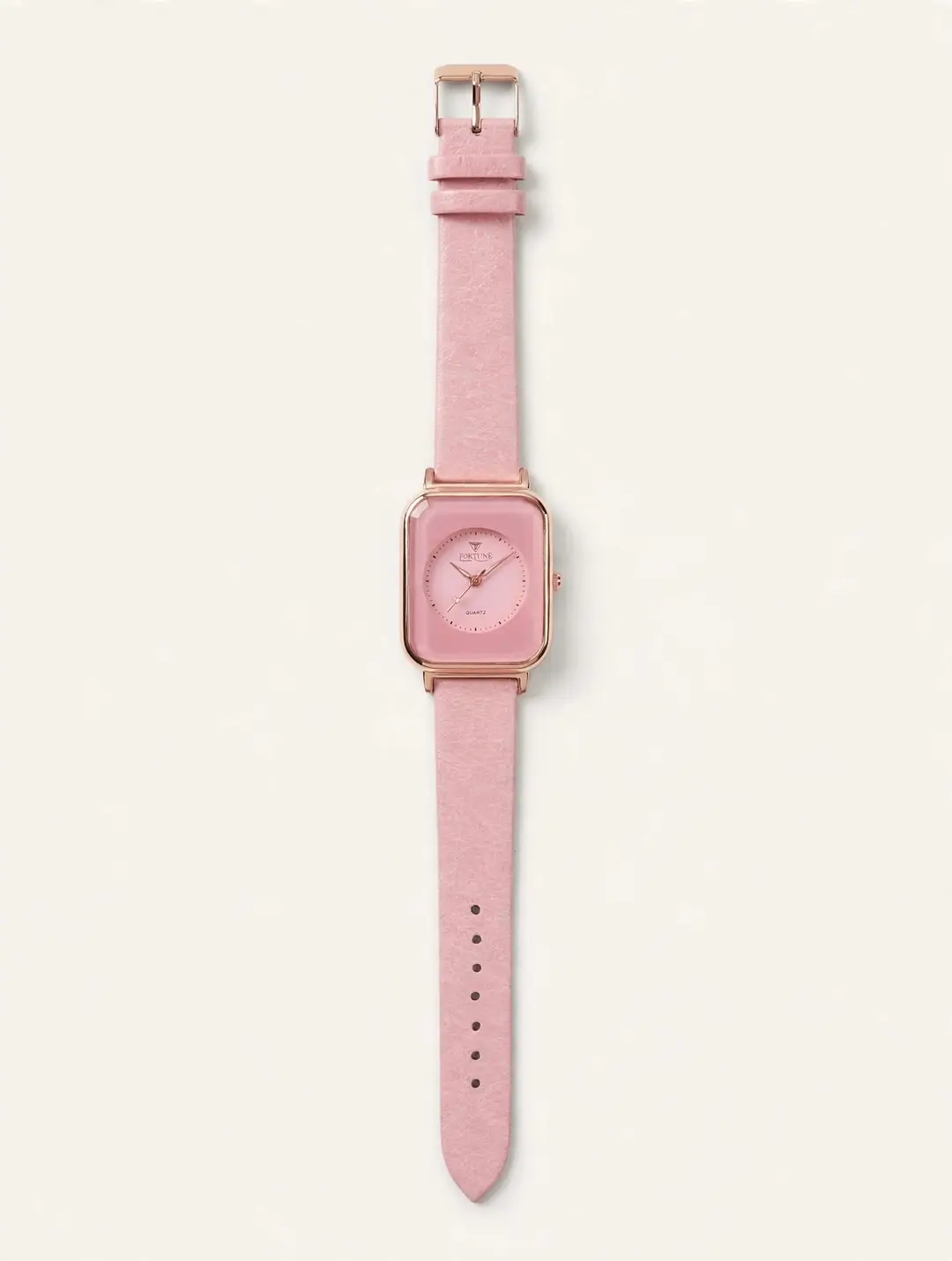 Fortune Time Elegant Square Leather Strap Watch For Women