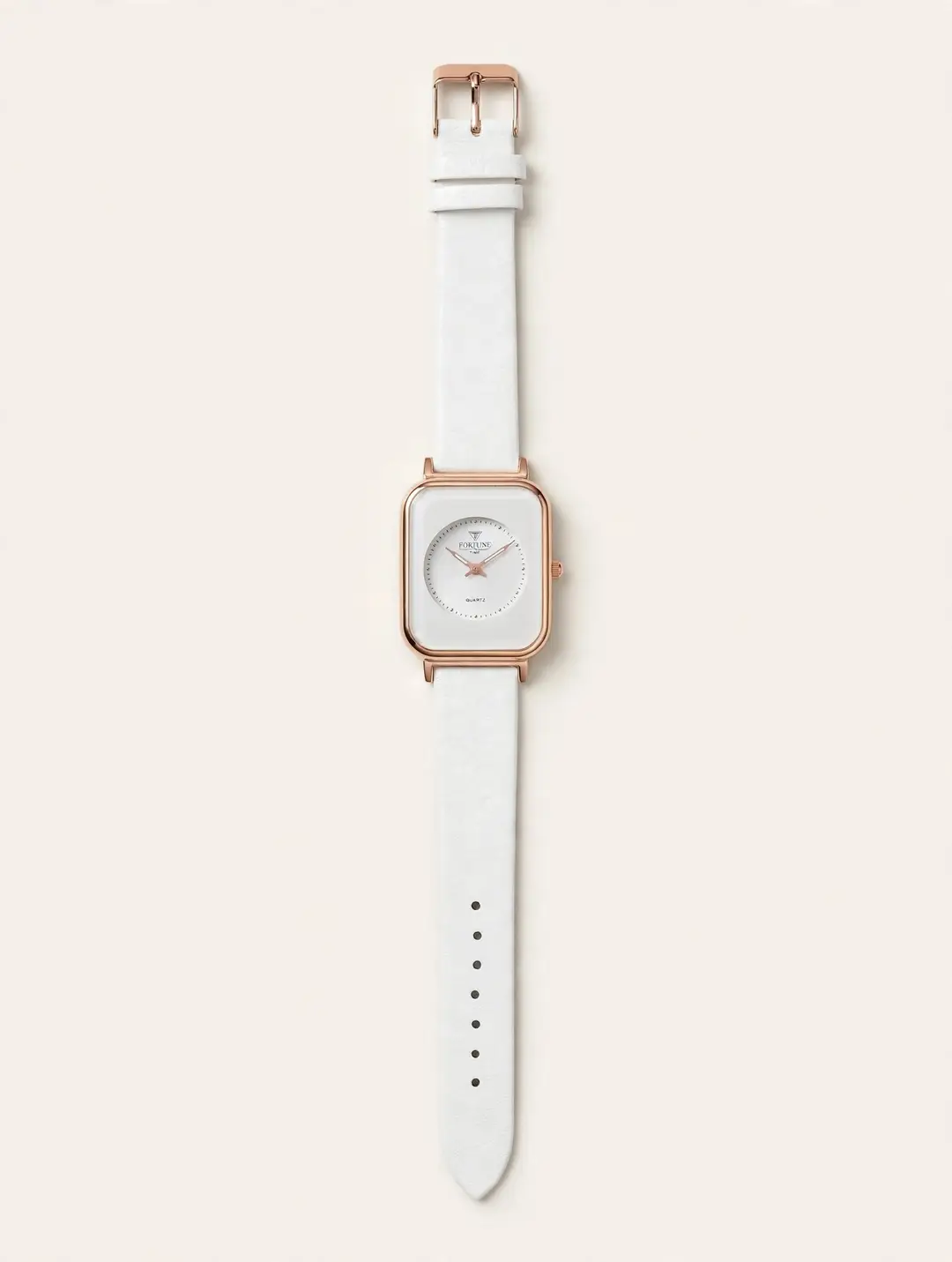 Fortune Time Elegant Square Leather Strap Watch For Women