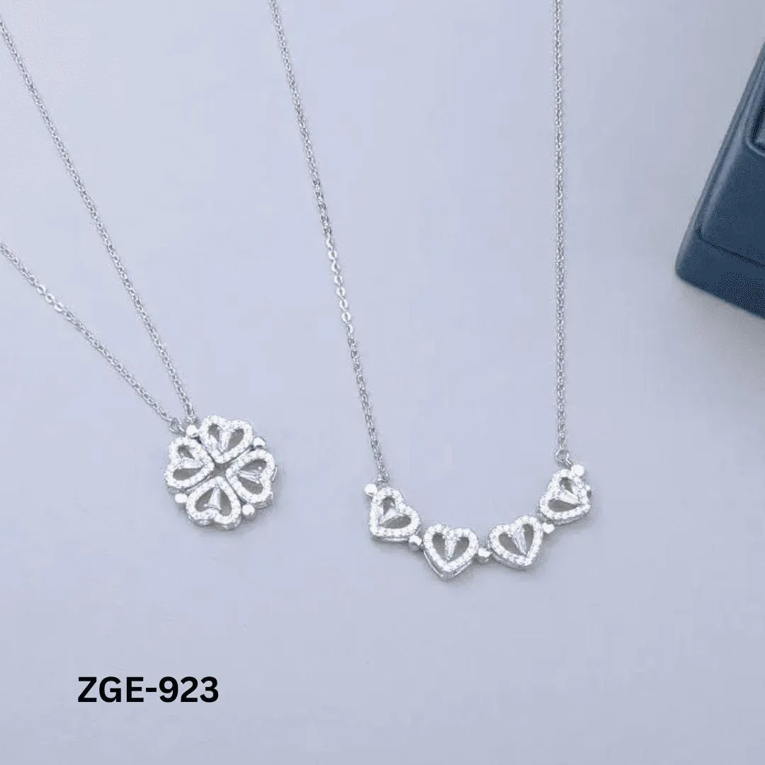 Magnetic Heart Clover Necklace Golden Silver 4 Leaf