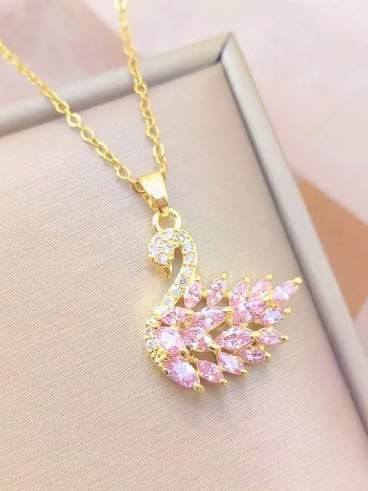 Gold Plated Base Korean Swan  Zircon Pendant