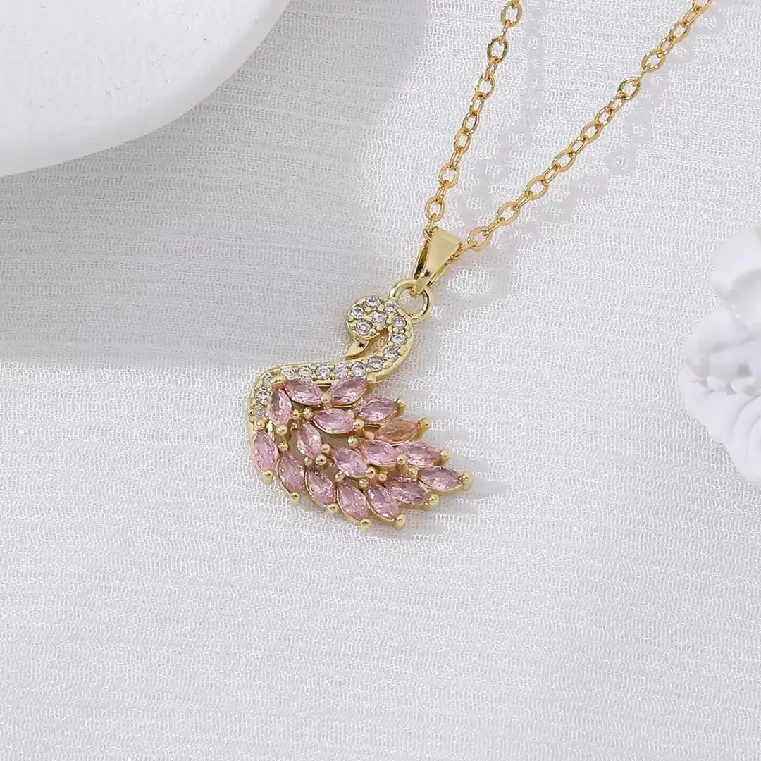 Gold Plated Base Korean Swan  Zircon Pendant