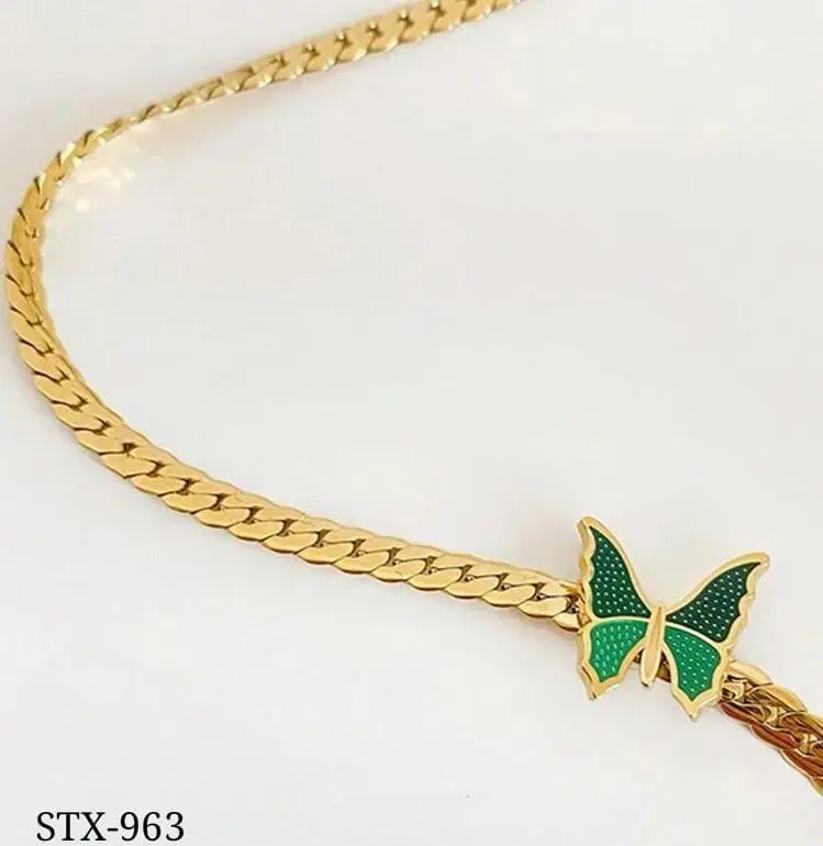 Green Butterfly Stainless Steel - Necklace STX-963