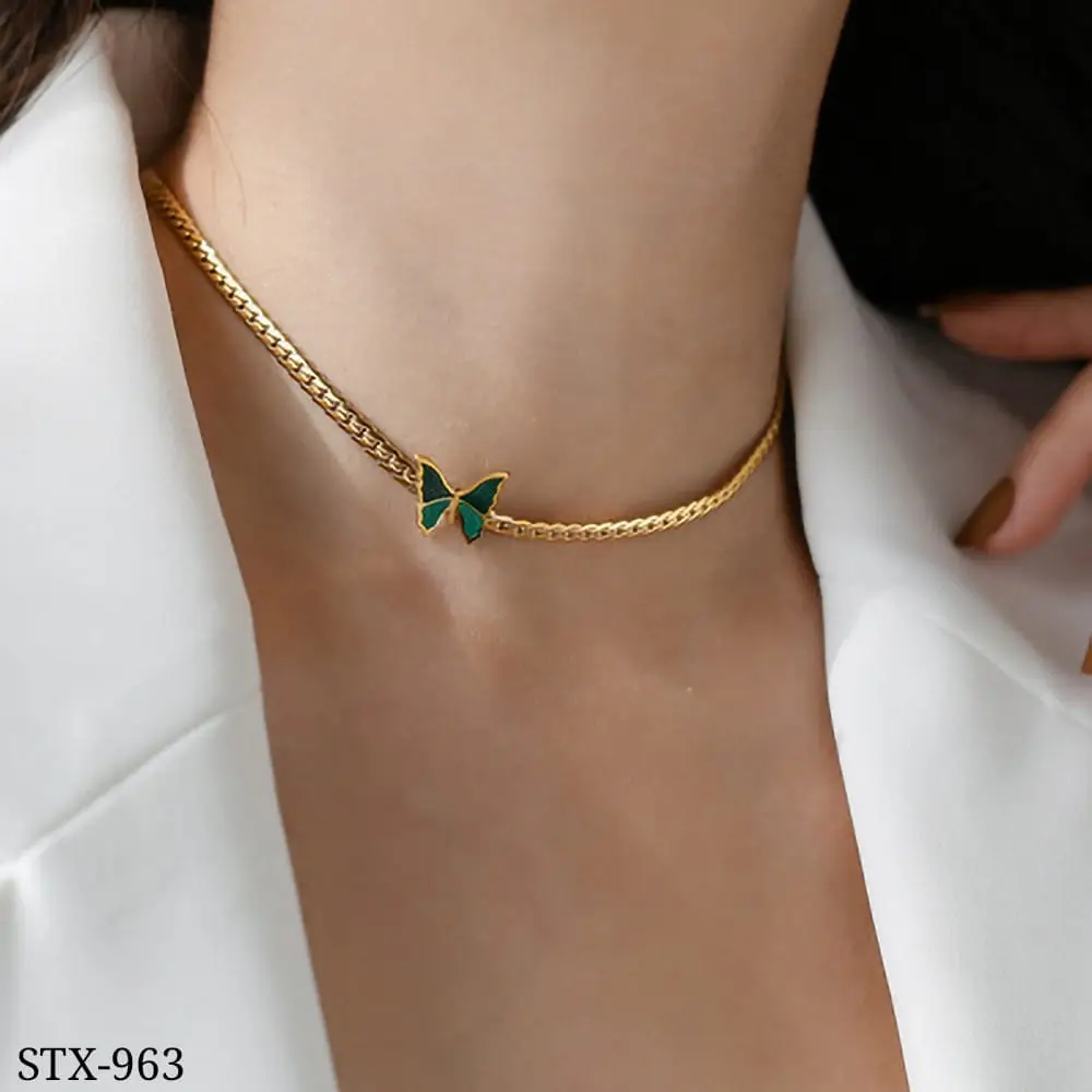 Green Butterfly Stainless Steel - Necklace STX-963