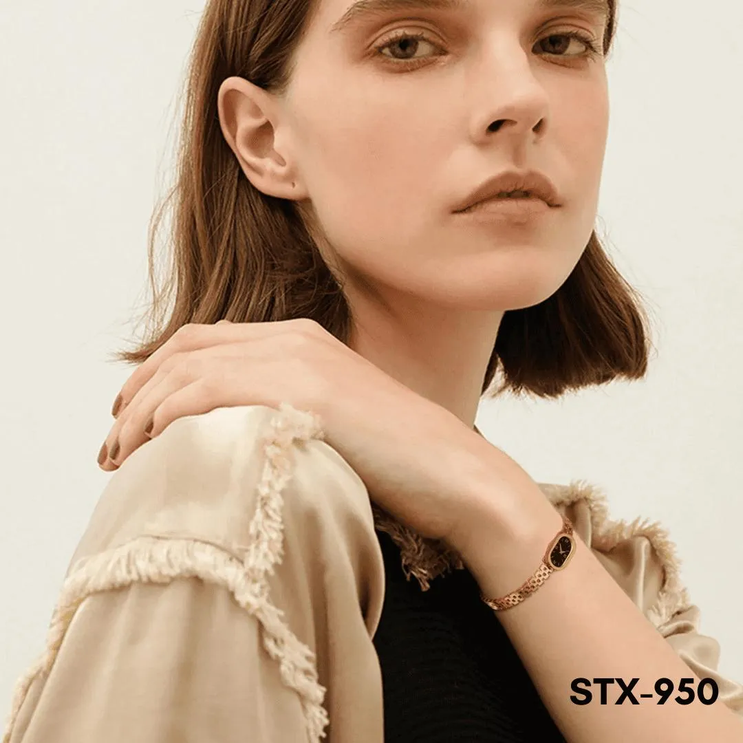 Golden Roman Numeral Watch for Women with Chain Bracelet
