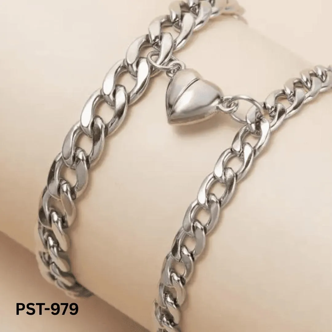 2 Pcs Couple Chain Friendship Heart Bracelet PST-979