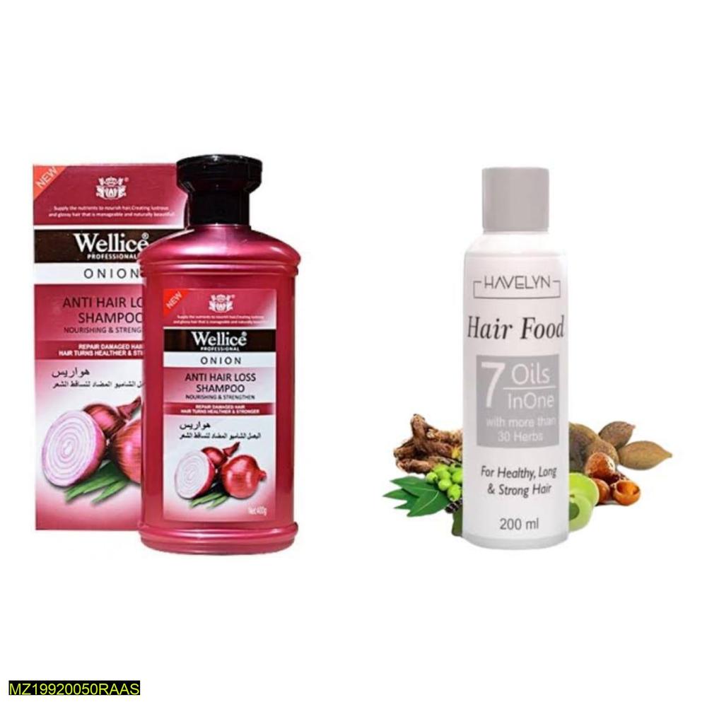 Wellice Onion Shampoo 400ml + Havelyn Hair Food Oil 200ml