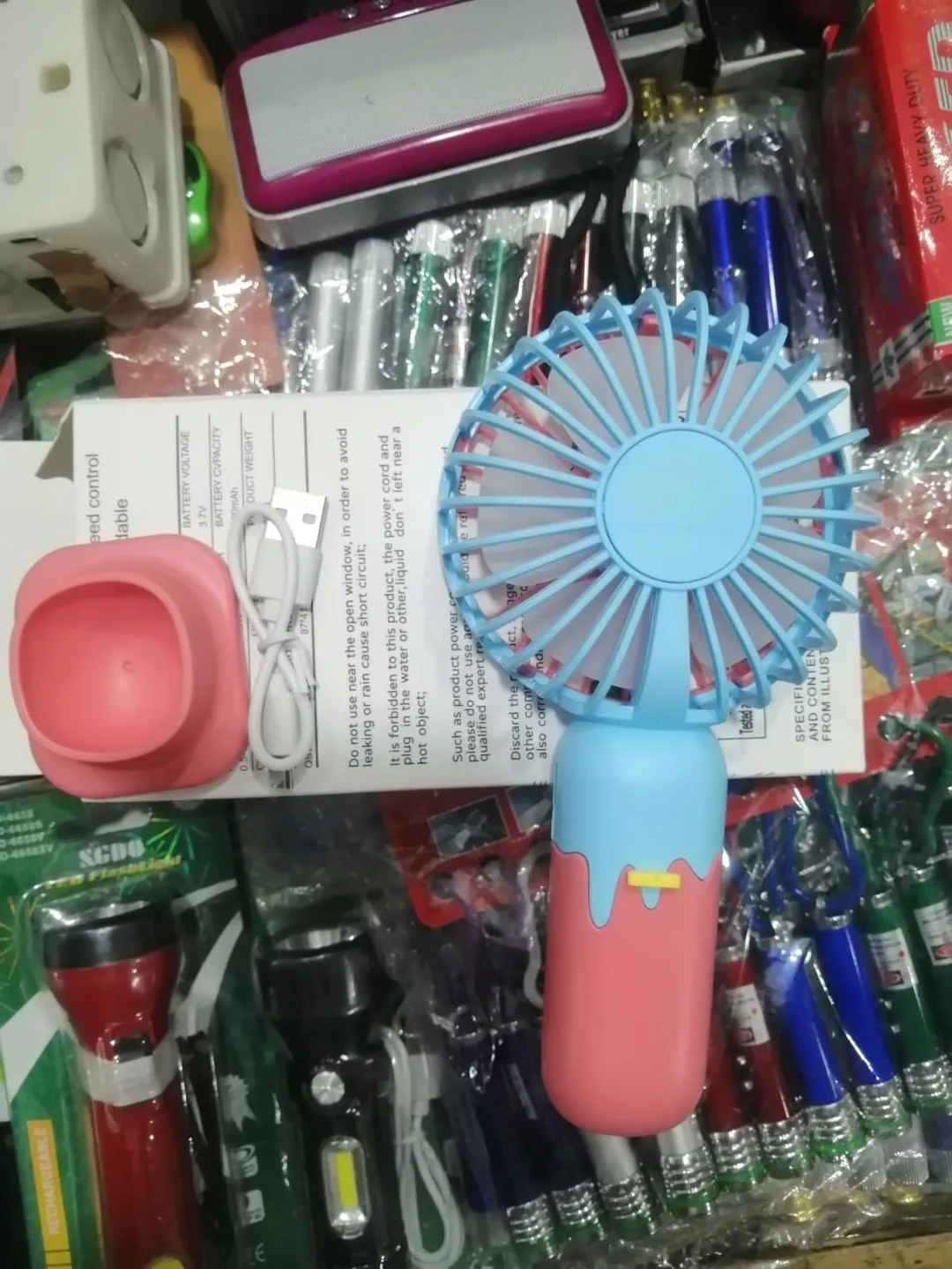 Rechargeable Mini Multifunctional Cooling Fan Portable Desk & Handheld Fan 2 pcs
