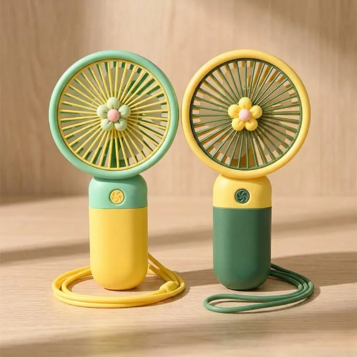 Kamal 3 Speed Rechargeable Hand Fan – Mini Handy Fan For Kids With Stand (Random Color)