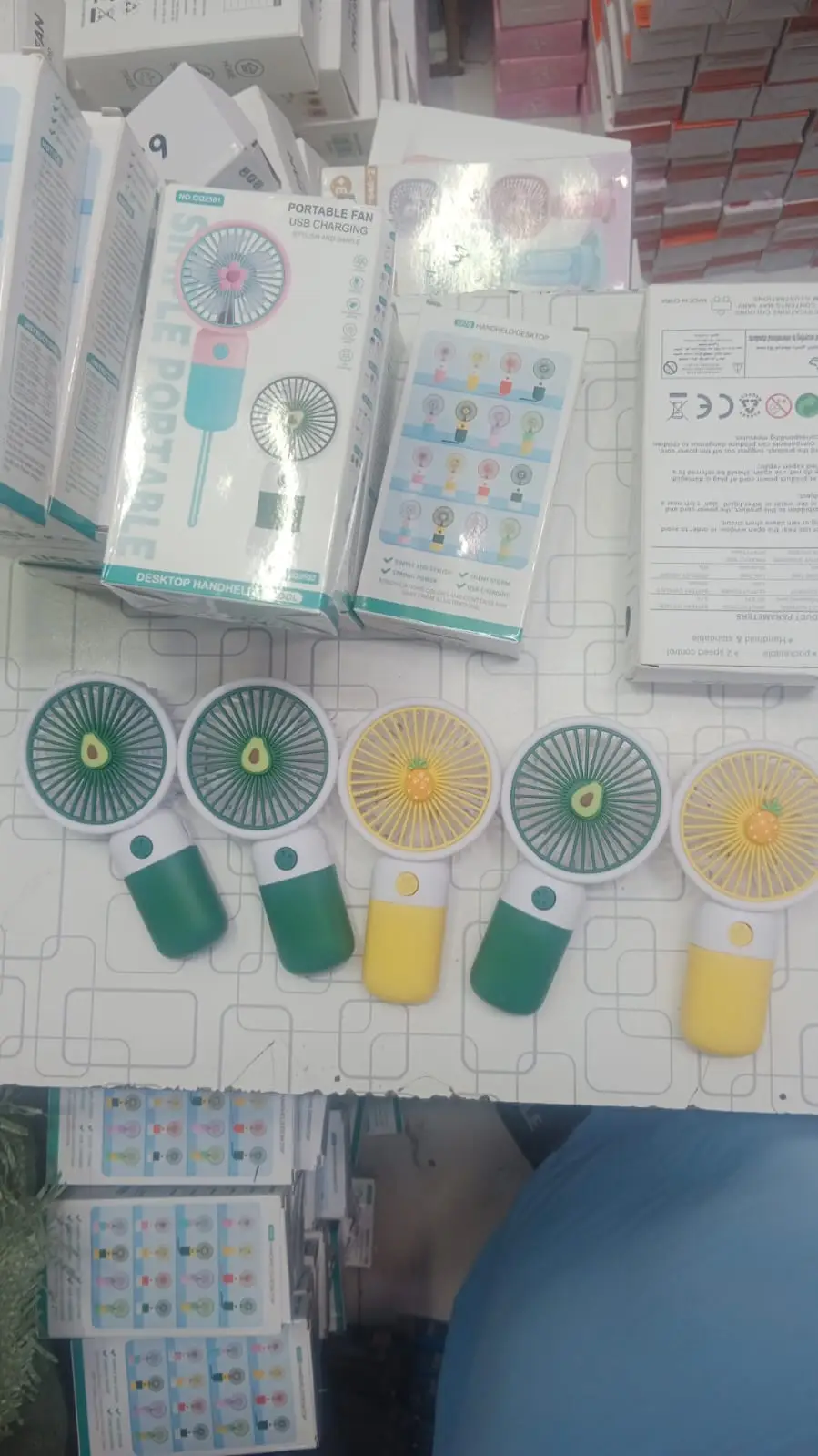 Portable USB Rechargeable Mini Handheld & Desktop Fan – 3 Speed Cooling Fan with Stand - Random Color