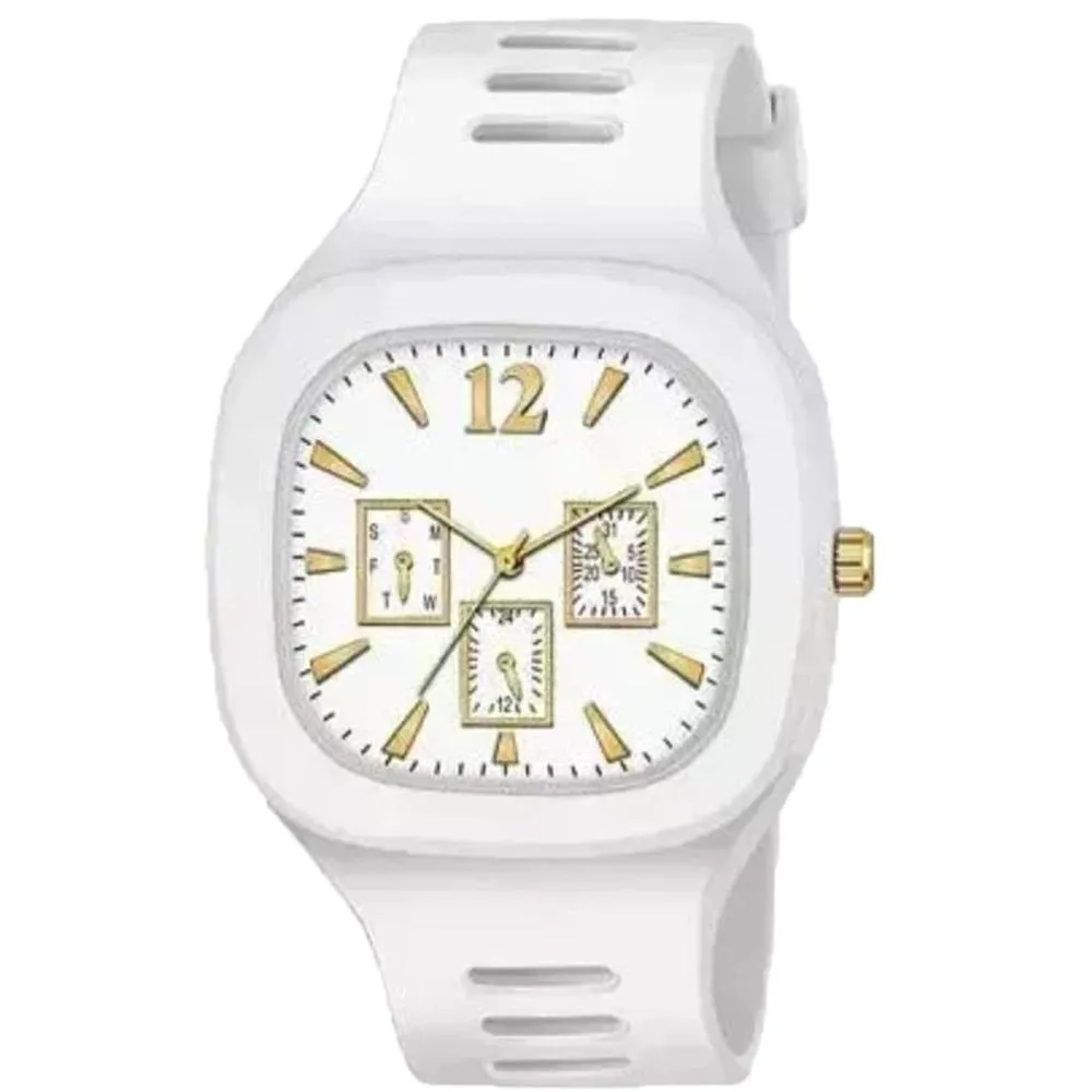 Black Silicone Multi-Dial Watch for Men