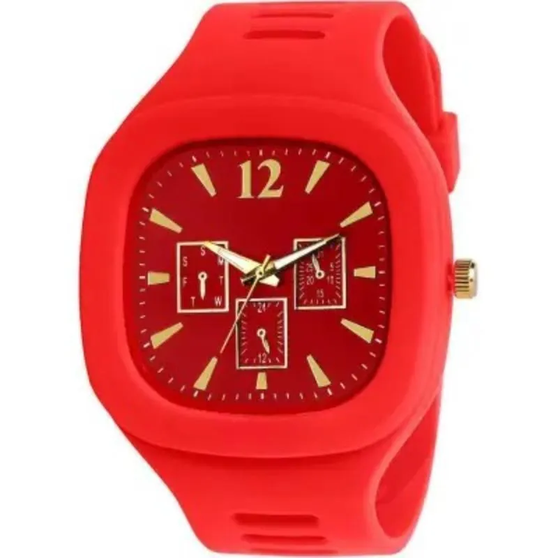 Black Silicone Multi-Dial Watch for Men