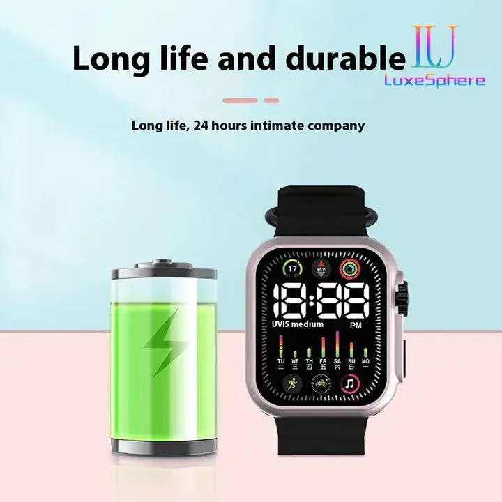 Rubber strap Black Led wrist watch unisex for children men and women/ students