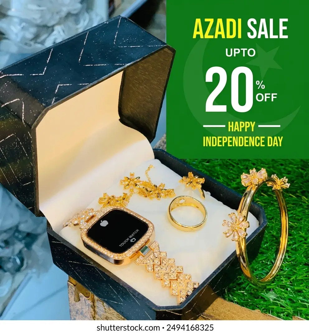Women's Luxury Gold Plated Jewellery Watch Set with Black Stones – Mixed Designs & Colors