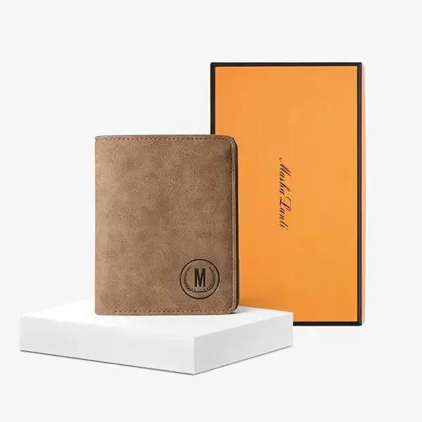 Men's Short Leather Wallet with RFID Blocking & 5 Card Slots