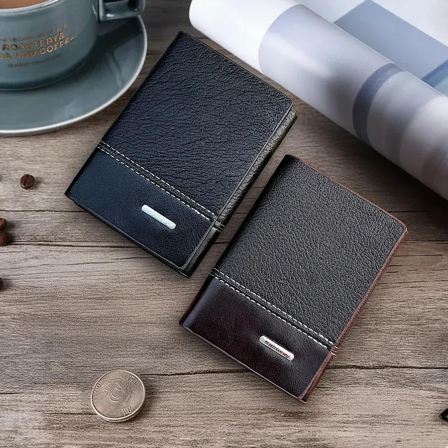 Baellery Trifold Wallet PU Leather Black Brown 6 Card Slots