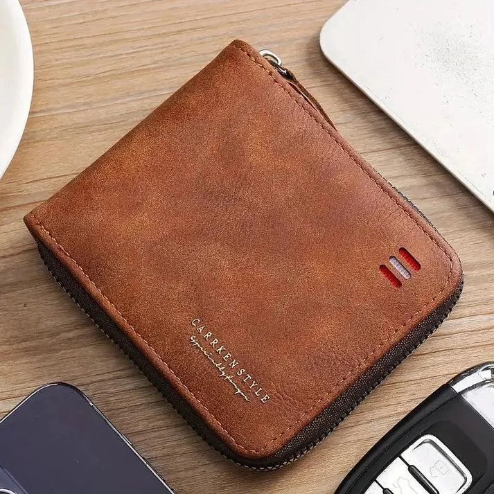 Luxury Leather Wallet Regal 4 Colors Zipper Closure