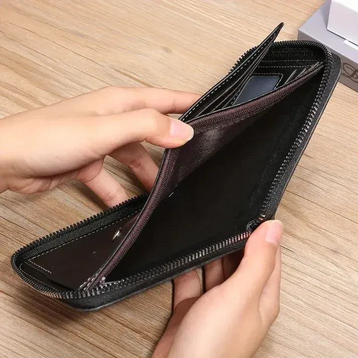 Luxury Leather Wallet Regal 4 Colors Zipper Closure