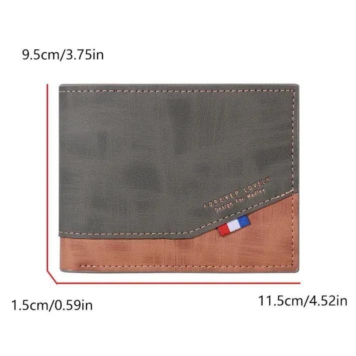 Vincent Men's Leather Wallet Brown Olive Green Zipper Closure