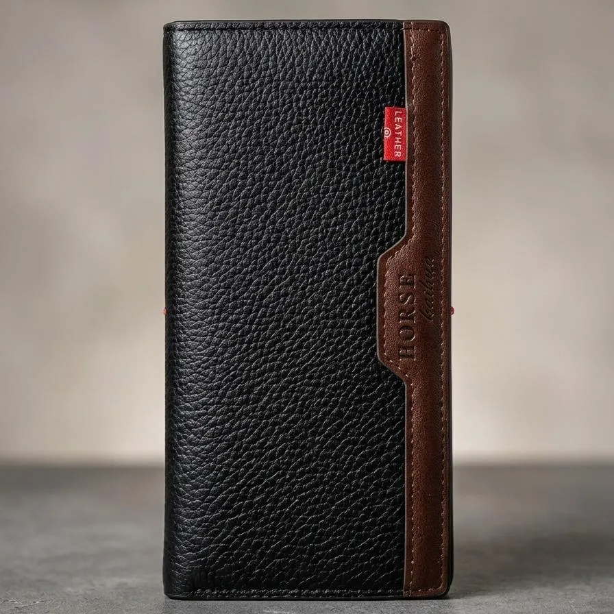 Premium Leather Long Wallet for Men Black Brown Dark Brown