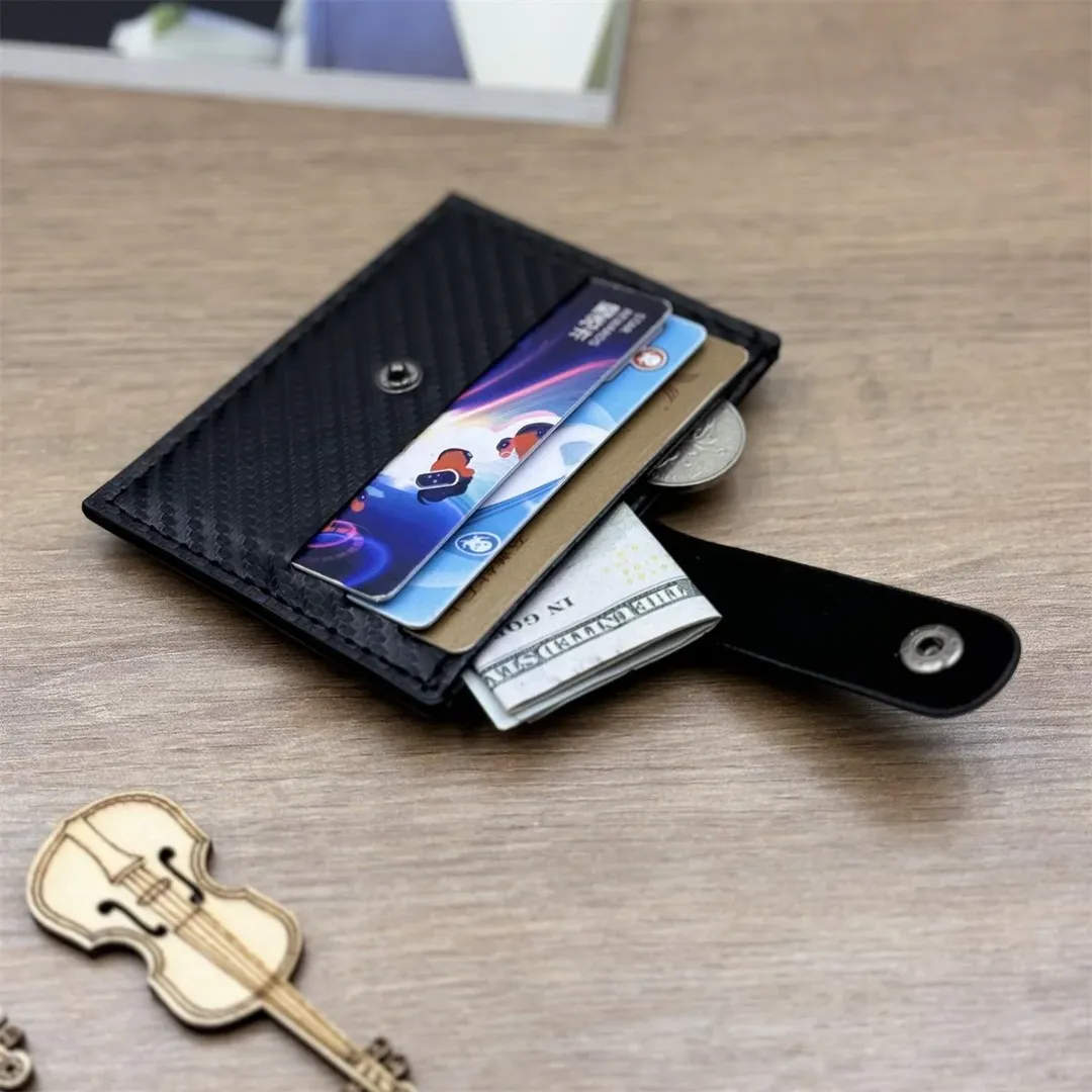 Men's Black Leather RFID Wallet with 6 Card Slots