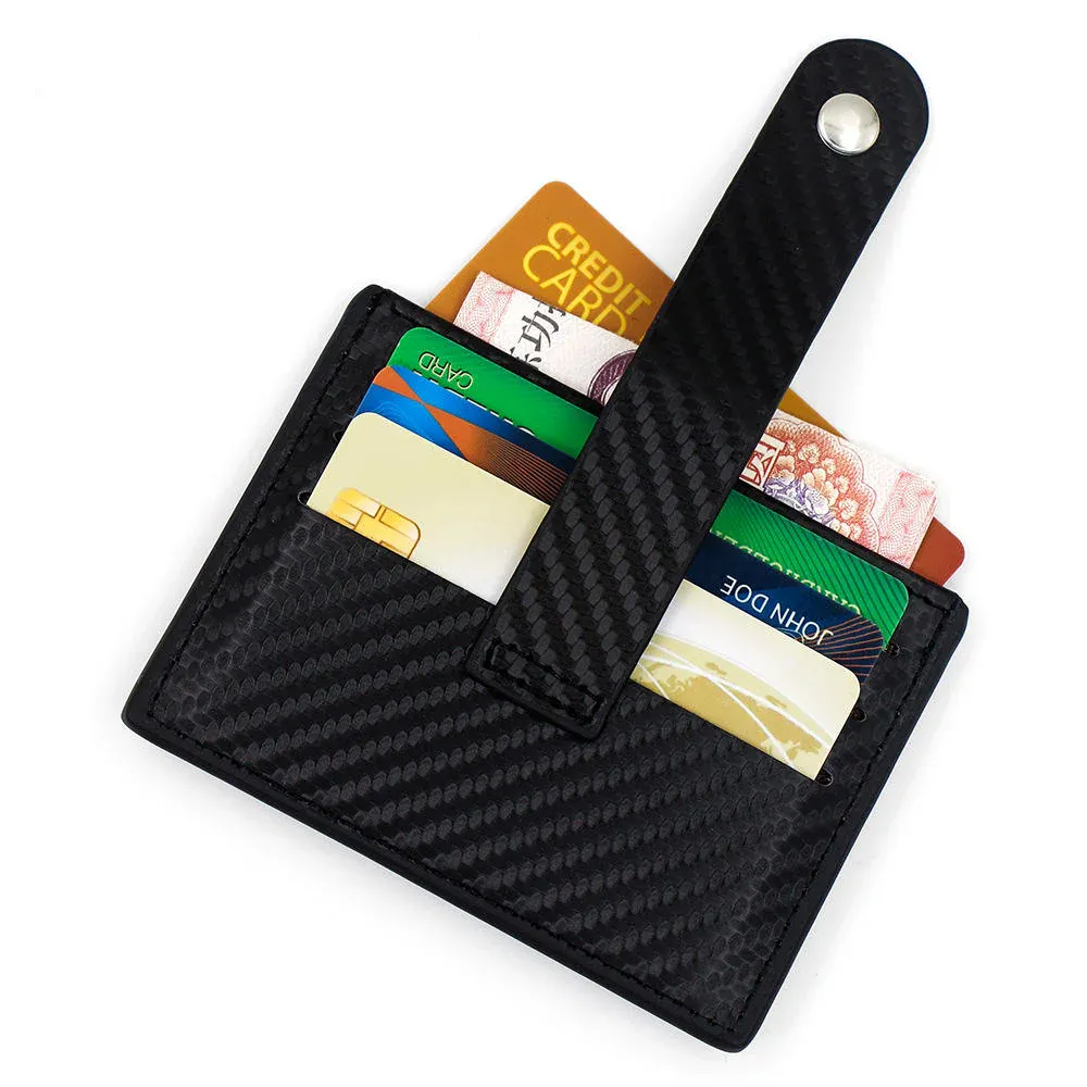 Men's Black Leather RFID Wallet with 6 Card Slots