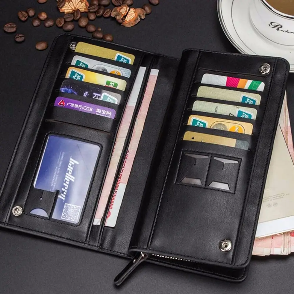 Baellerry Unique Multi-functional Classic Long Business Zipper Wallets for Men